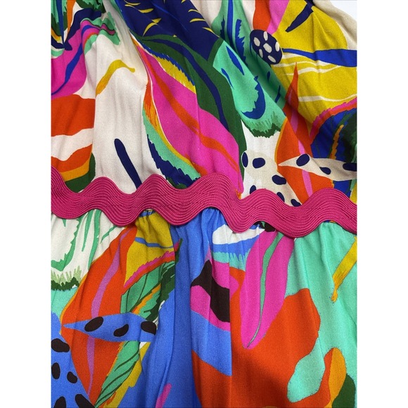 NEW Palms Away Tiered Colorful Maxi Skirt Boho Artsy colorful tropical LG - Picture 3 of 12
